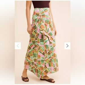 NWT Anthropologie Wolf Gang Samba Midi Maxi Cotton Beach Geometric Skirt M $240